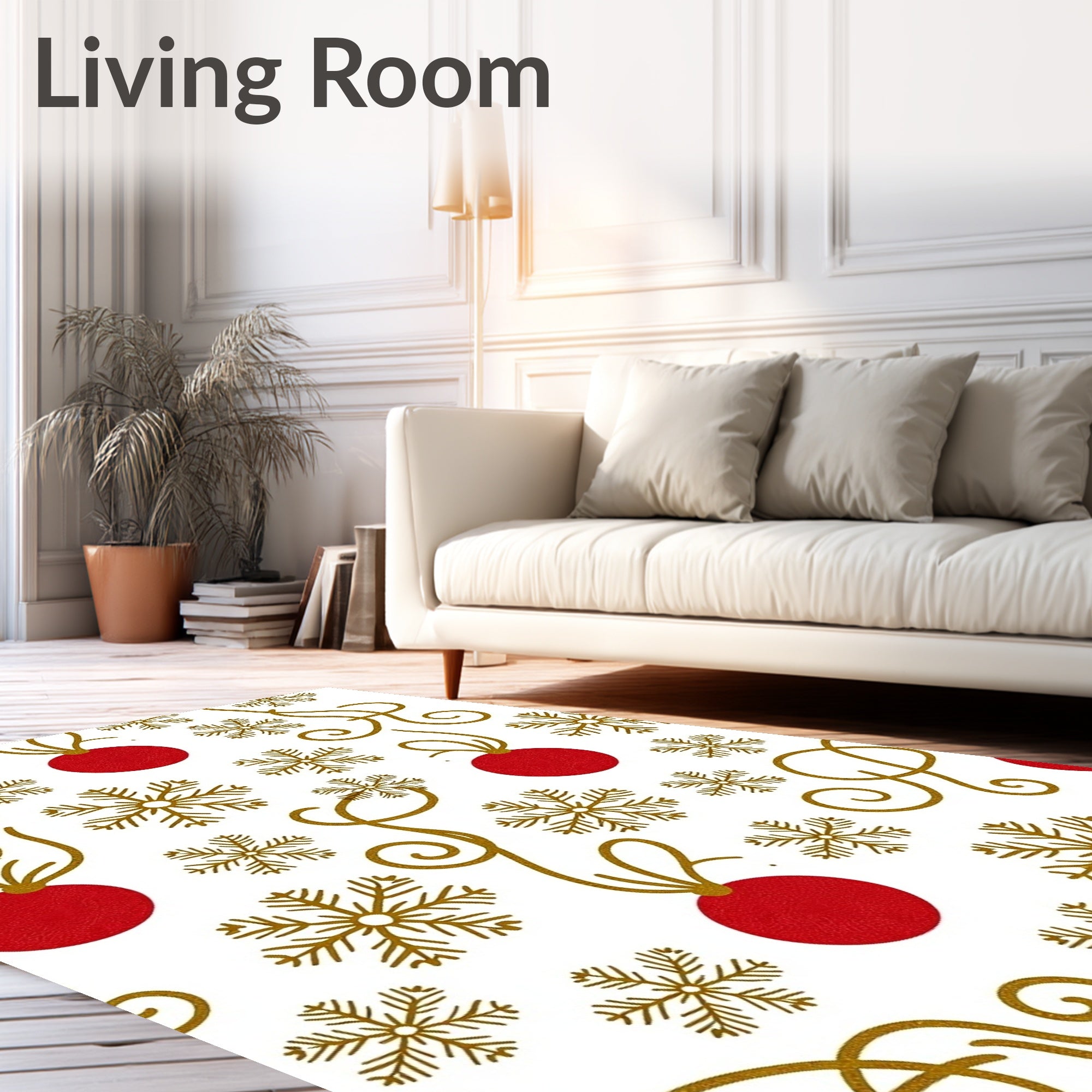 Red Ornament Gold Snowflake Harmony Rug