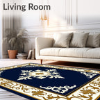 Elegant Ivory Gold Floral Medallion Rug