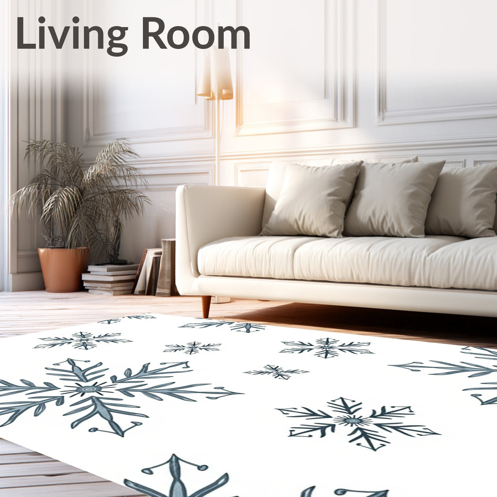 Classic Slate Blue Snowflake Scatter Rug