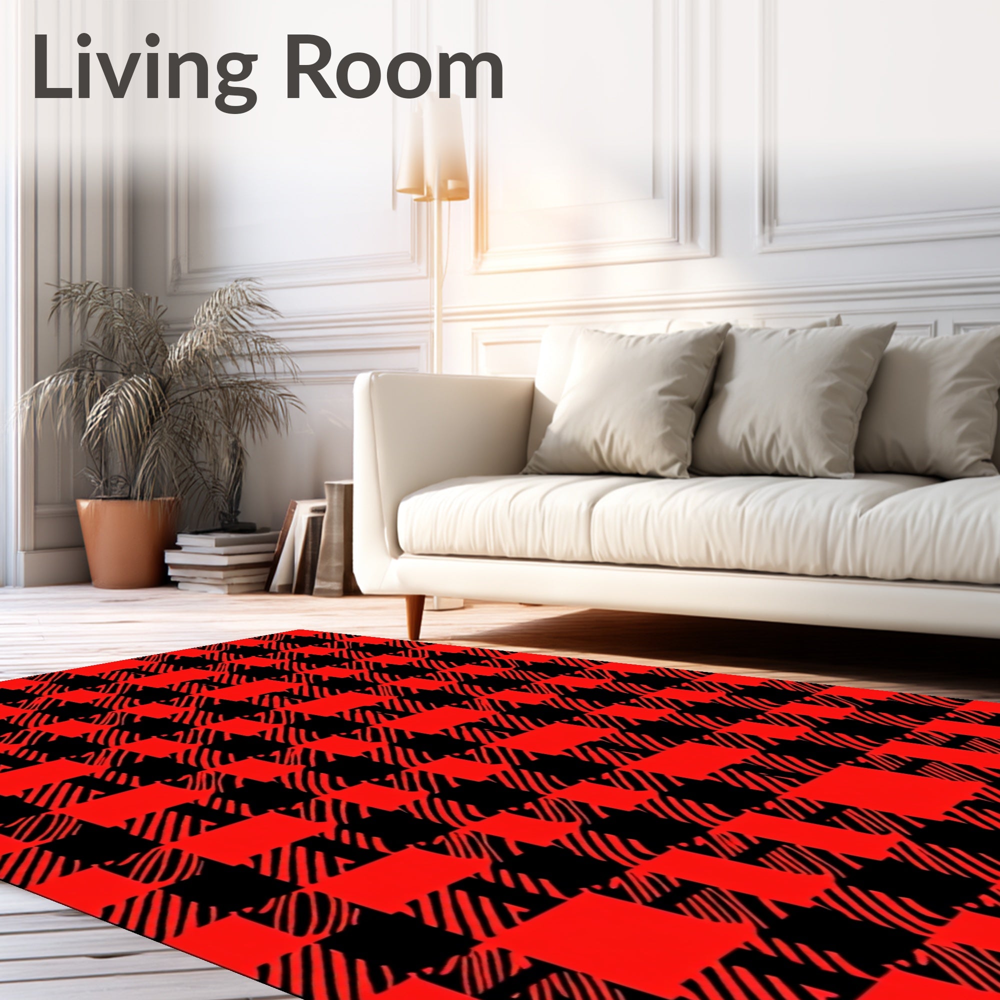 Red Black Buffalo Check Texture Rug