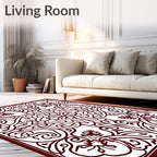 Burgundy Floral Scrollwork Medallion Rug