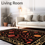 Orante Black Pumpkin Foliage Border Rug