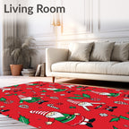 Festive Christmas Gnomes Candy Cane Holly Rug