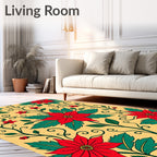 Crimson Poinsettia Vine Gold Rug
