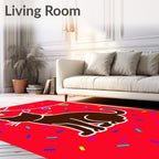 Brown Cat With Festive Colorful String Lights Rug