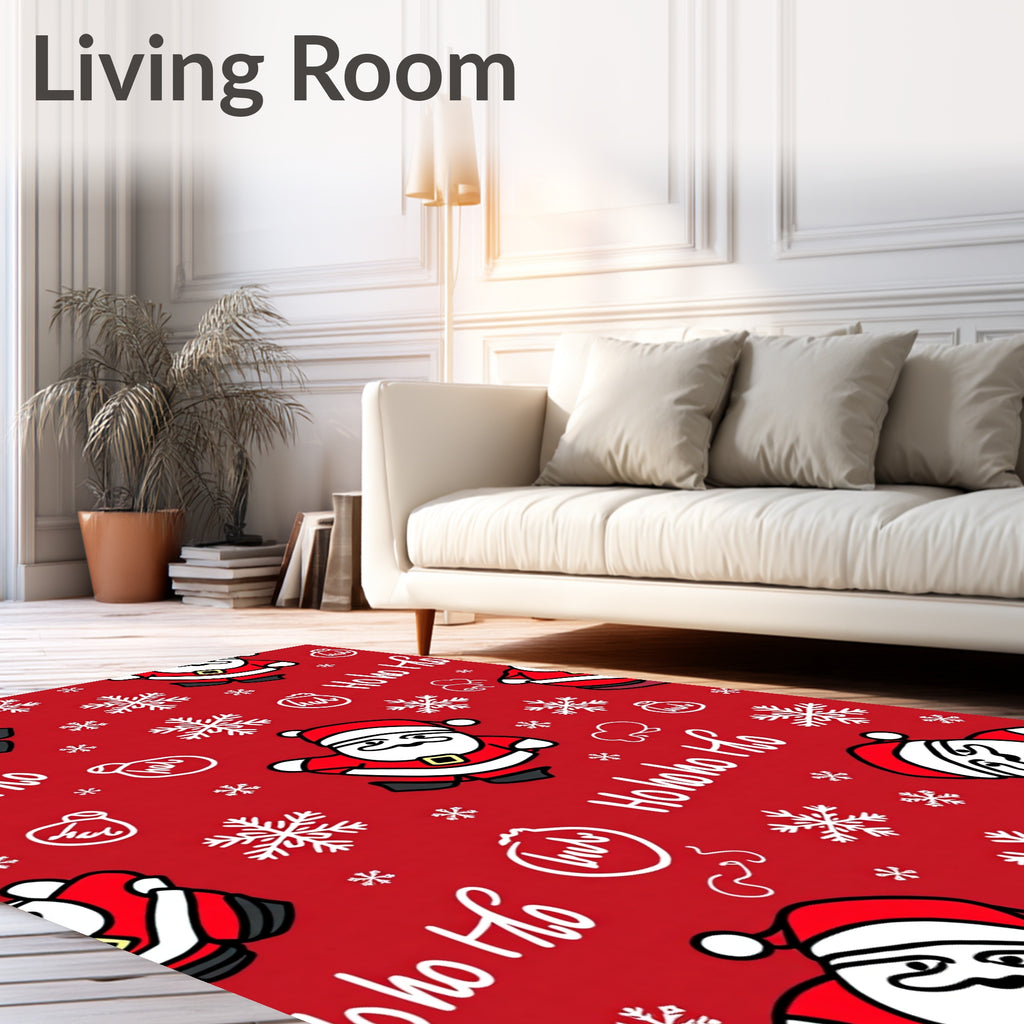 Ho Ho Ho Santa Snowflakes Rug