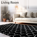 Bold Black White Hexagonal Mesh Rug