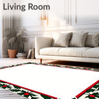 Holly Berry Red Green Border Rug