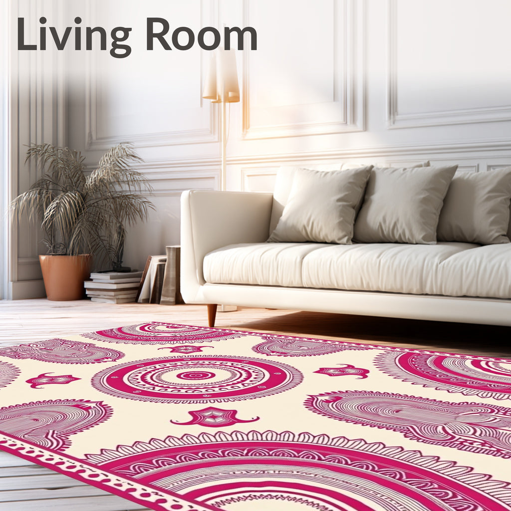 Crimson Mandala Concentric Medallion Rug