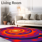 Vibrant Orange Purple Leaf Swirl Rug