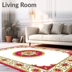 Vibrant Pink and Gold Floral Medallion Rug