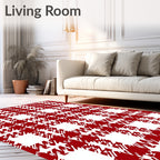 Classic Red Houndstooth Checkered Rug
