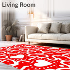 Bold Red White Heart Scatter Rug