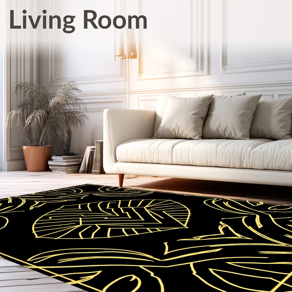 Art Deco Gold Geometric Sunburst Rug