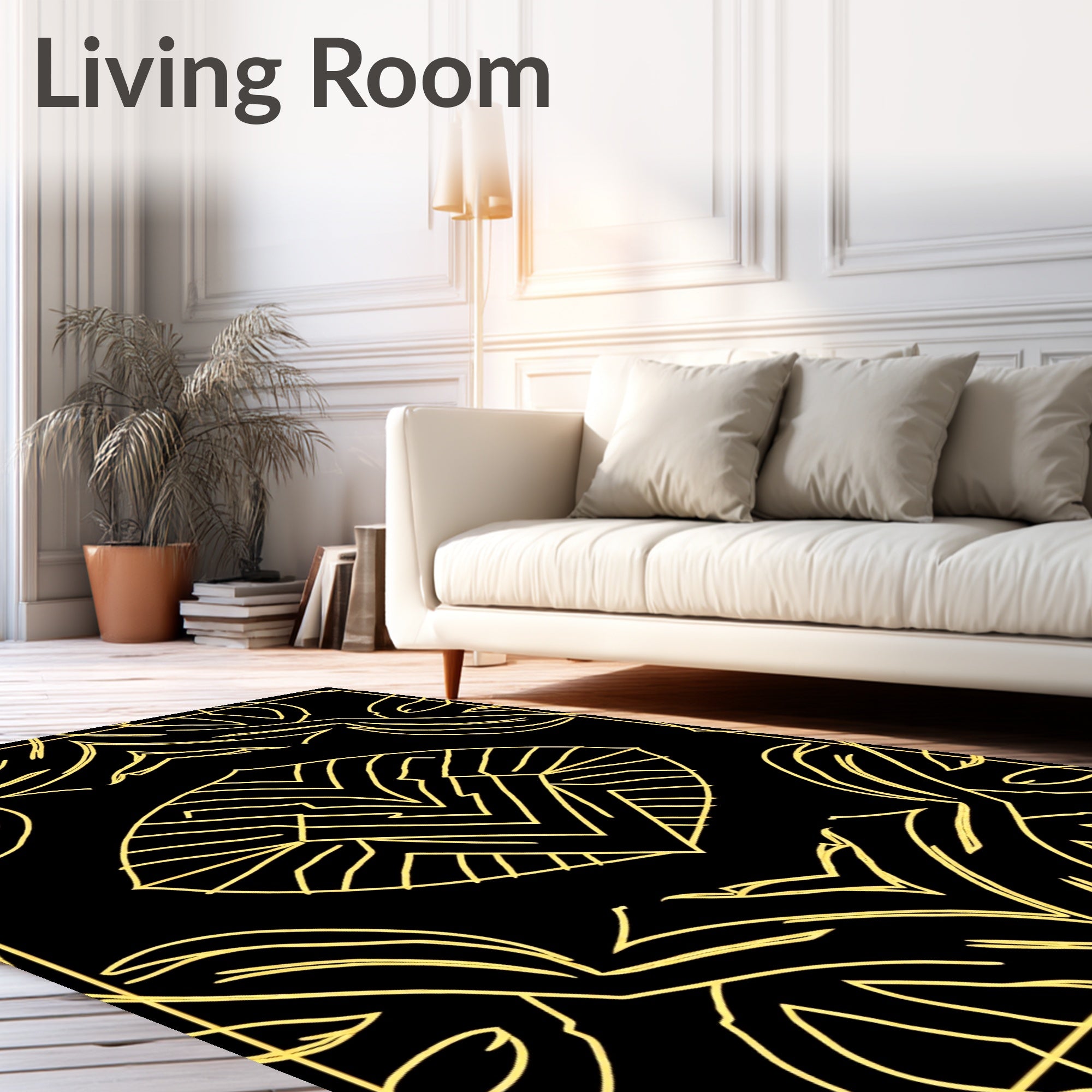 Art Deco Gold Geometric Sunburst Rug