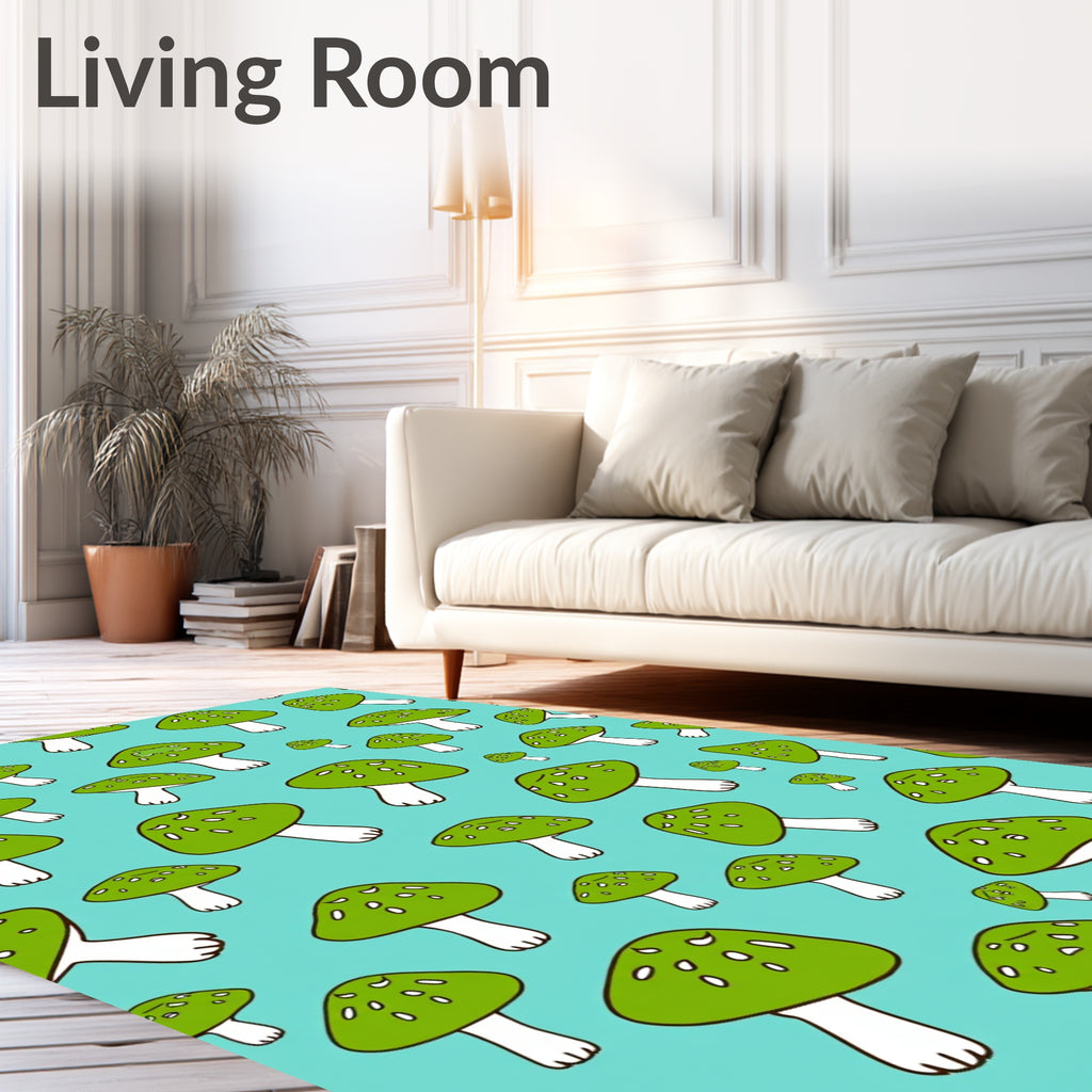 Green Mushroom Scatter Background Rug