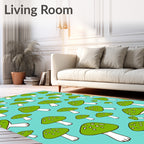 Green Mushroom Scatter Background Rug