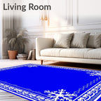 Winter Blue Snowflake Border Rug