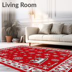Red Snowflake Sleigh Ride Rug