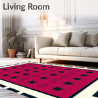 Bold Pink Geometric Interlocking Shapes Rug