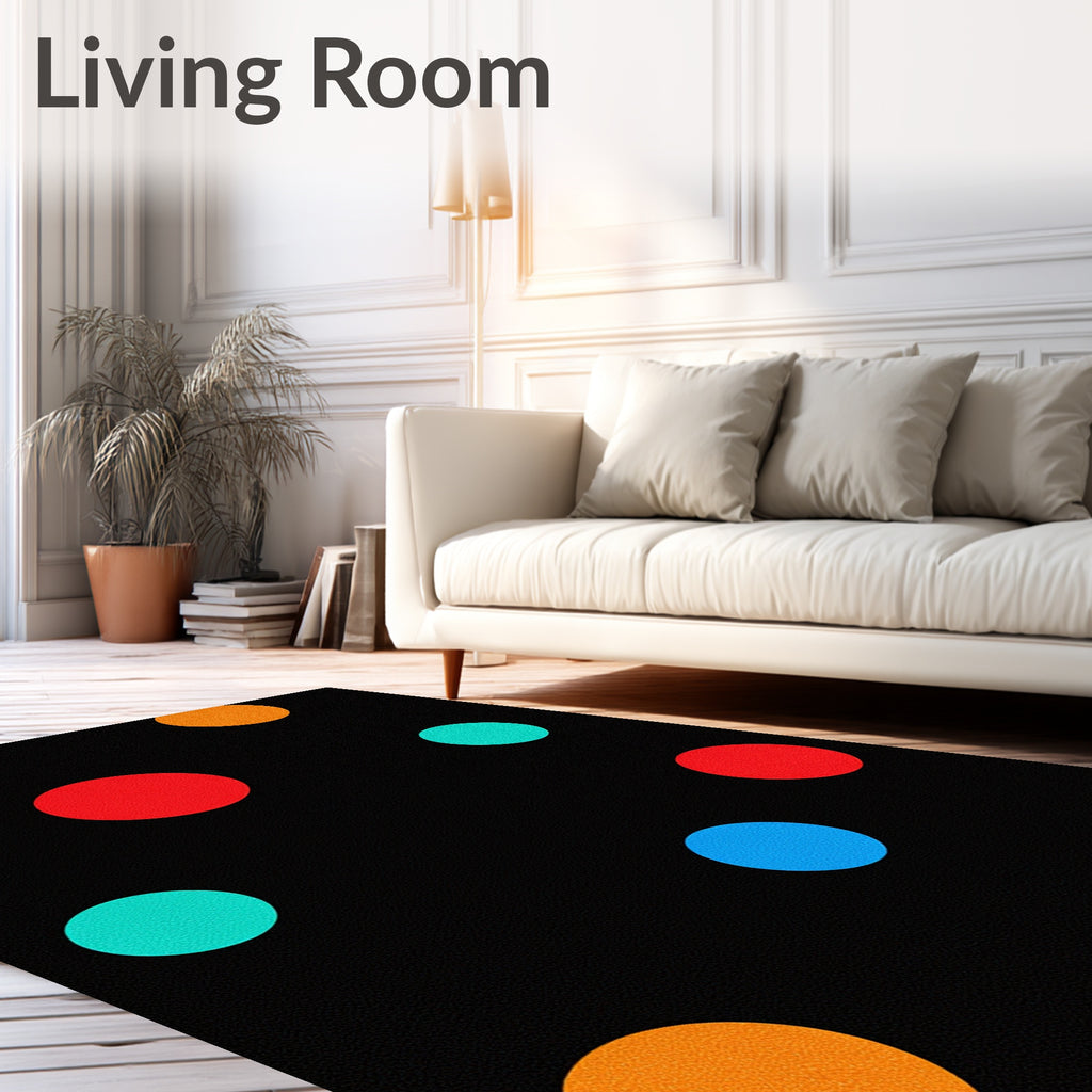 Black Polka Dot Rainbow Scatter Rug