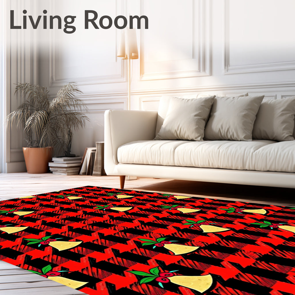 Red Black Houndstooth Bell Repeat Rug