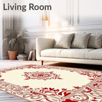 Ornate Red Floral Frame Medallion Rug