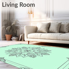 Ornate Mint Green Starburst Medallion Rug