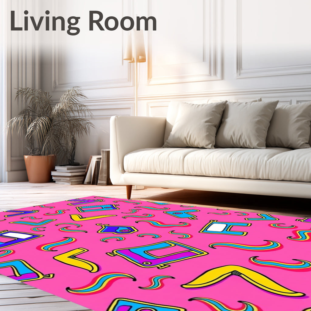 Vibrant Pink Abstract Shapes Rug