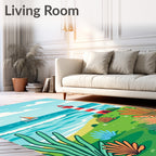 Coastal Lighthouse Sailboat Beach Scenes Rug