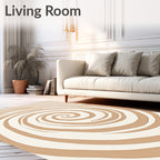 Cream Brown Swirl Ribbed Texture Rug