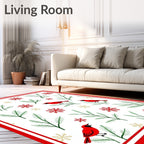 Red Cardinals With Snowy Branches Rug