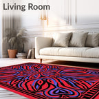 Vibrant Red Purple Abstract Radial Art Rug
