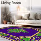 Grand Royal Purple Green Floral Scroll Rug