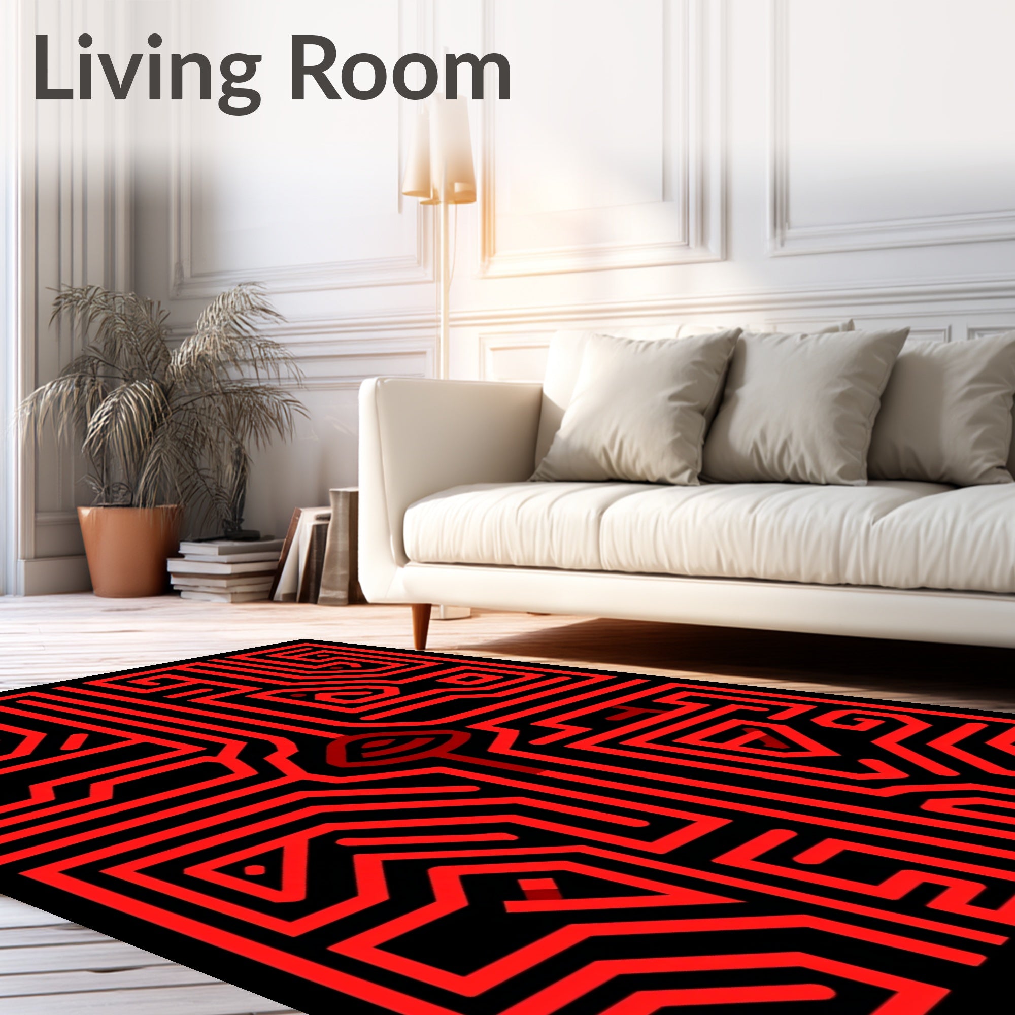 Crimson Circuit Board Maze Rug
