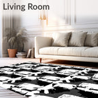Abstract Black White Graphic Collage Rug