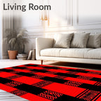 Red Black Buffalo Plaid Grid Rug