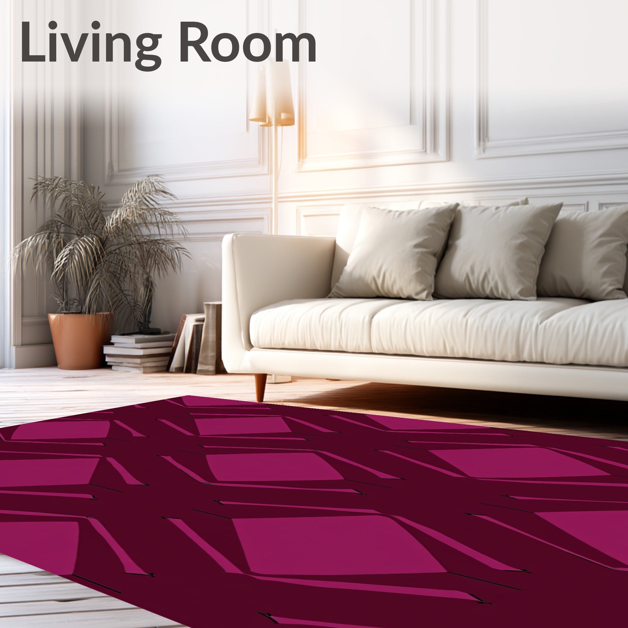 Dark Plum Geometric Diamond Repeat Rug