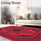 Ornate Red Bloom Border Rug