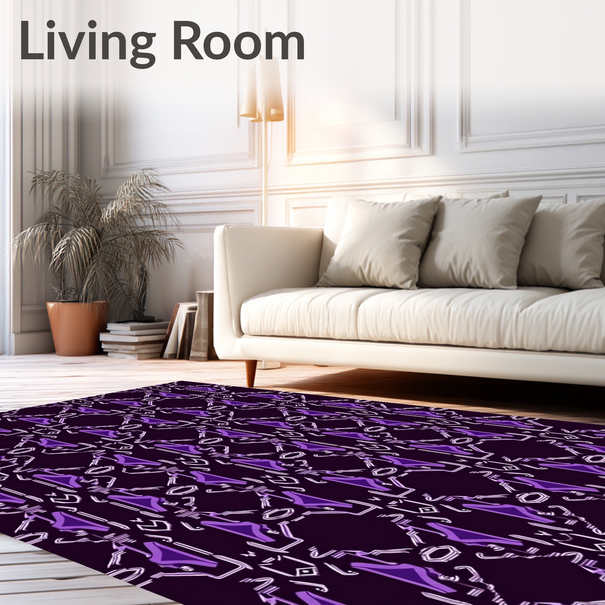 Deep Purple Geometric Abstract Medallion Rug