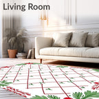 Crimson Lattice Berry Sprig Border Rug