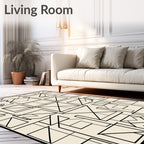 Modern Geometric Black Outline Rug