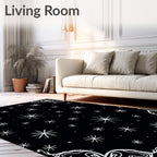 Black White Starburst Corners Rug