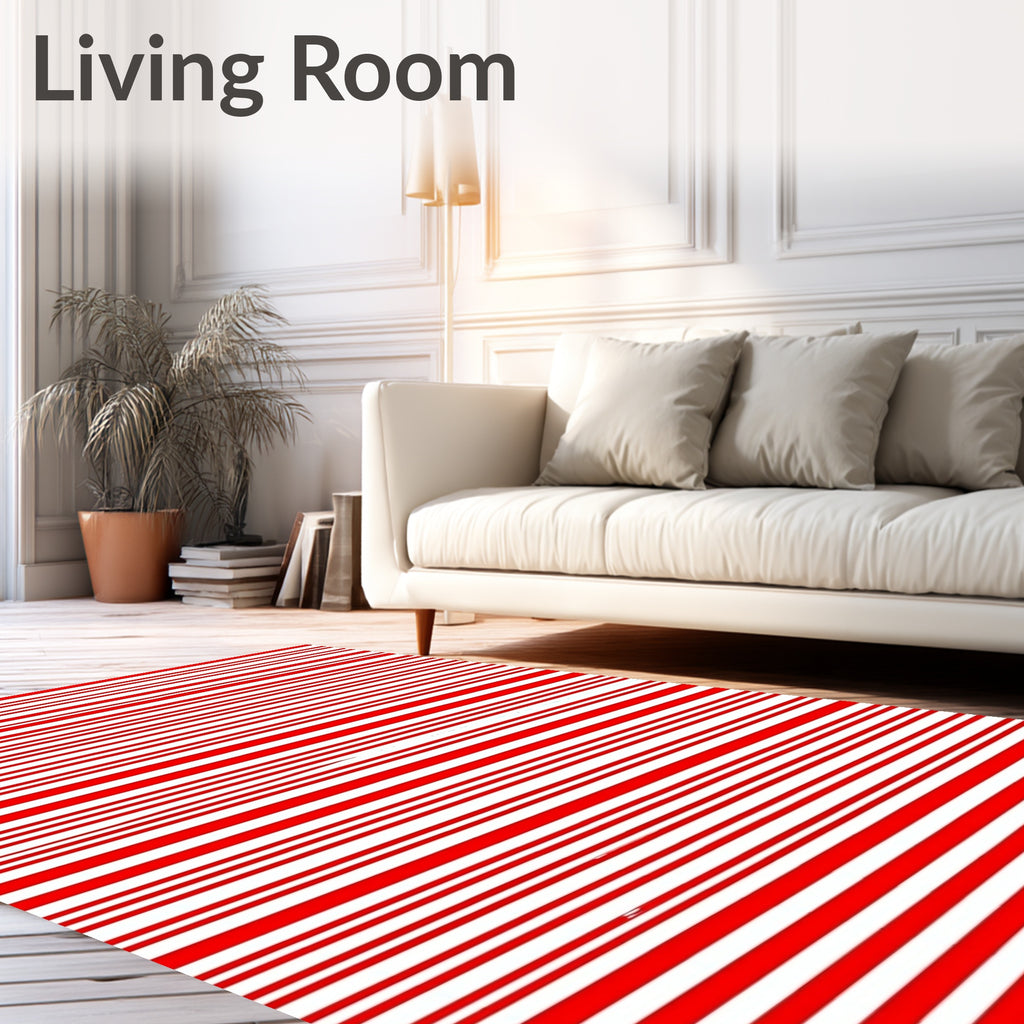 Bold Red White Stripe Rug