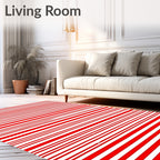 Bold Red White Stripe Rug