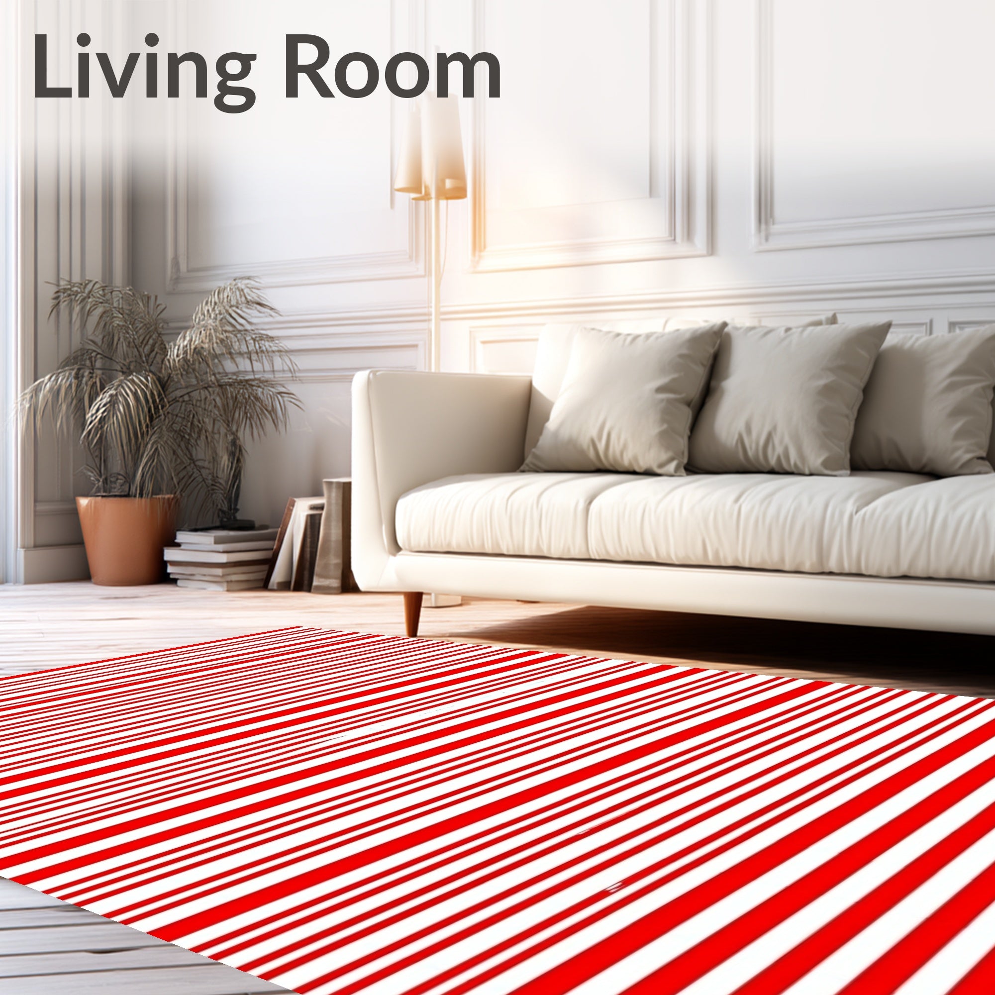 Bold Red White Stripe Rug