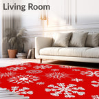 Crimson White Snowflake Collection Rug
