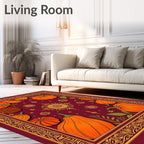 Harvest Pumpkins Scarlet Border Rug