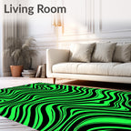 Bright Green and Black Swirl Rug