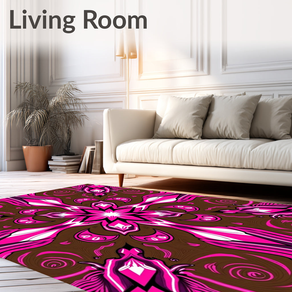 Dynamic Magenta Floral Swirl Rug